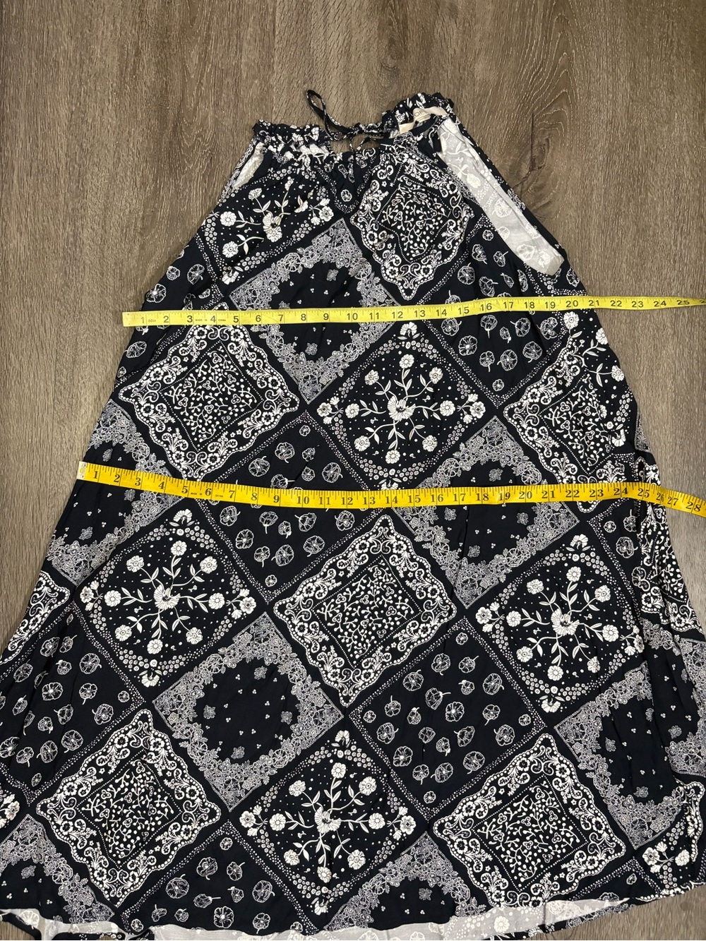Loft Sleeveless Sundress Med Navy Bandana Print Racer Neck Pockets Keyhole Back - Picture 10 of 11